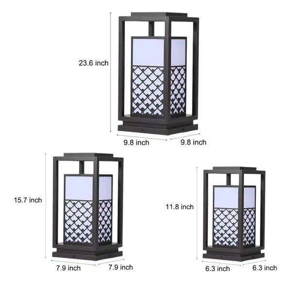 Retro Lantern Waterproof LED Black Modern Outdoor Lawn Lamp Solar Lights - Image 7