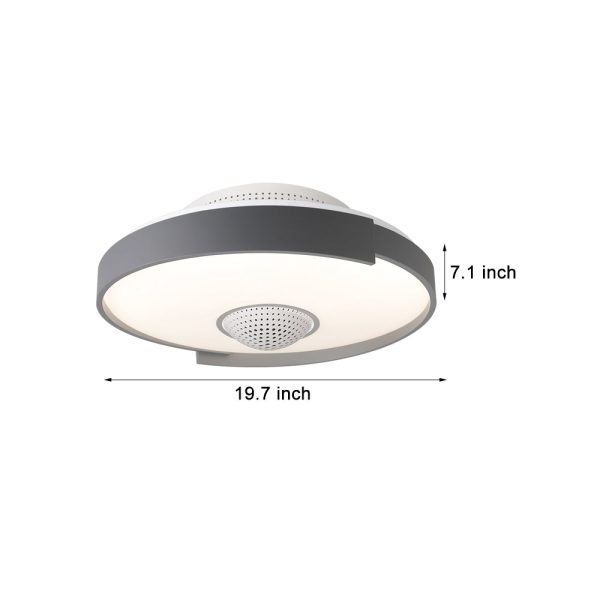 Modern 6-Speed Bladeless Ceiling Fan with Dimmable LED Light  - Round - Image 6