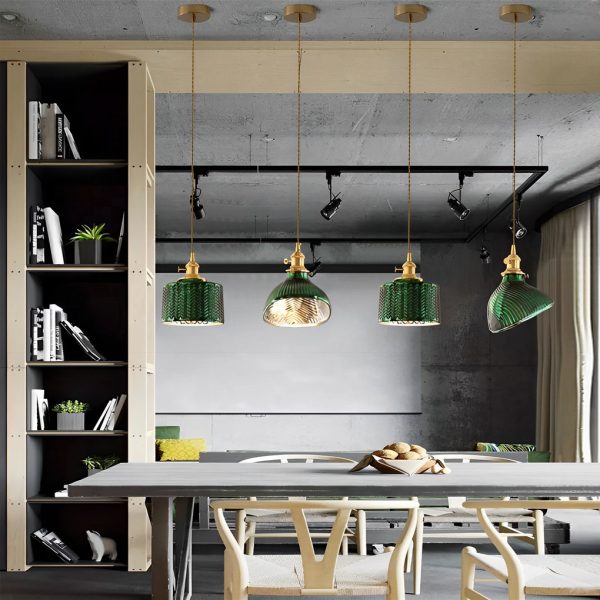 Creative Personality LED Copper Glass Green Retro Nordic Pendant Lights - Image 7