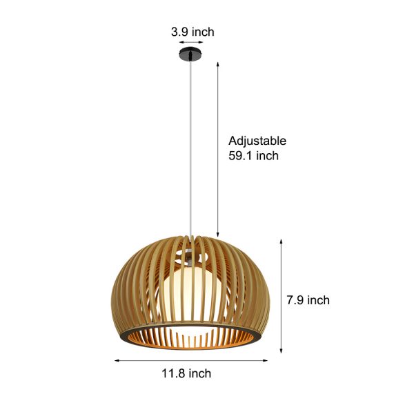 Hemispherical Wood Birdcage Glass Ball Shade Creative Modern Chandelier - Image 7