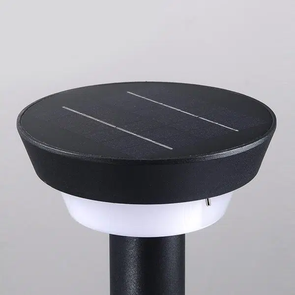 Modern Black Round LED Solar Outdoor Path Light with Stake - Garden Bollard Light - Image 10