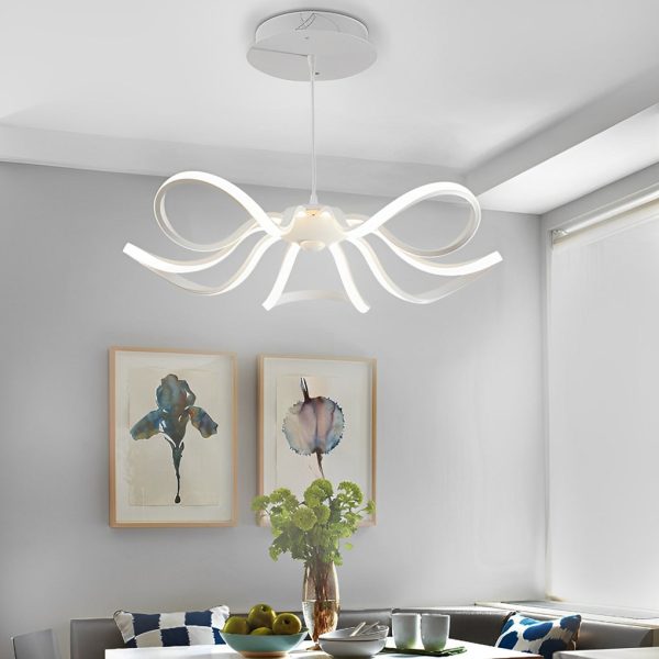 Curves Flower Petals Stepless Dimming White Nordic LED Chandelier - Image 11
