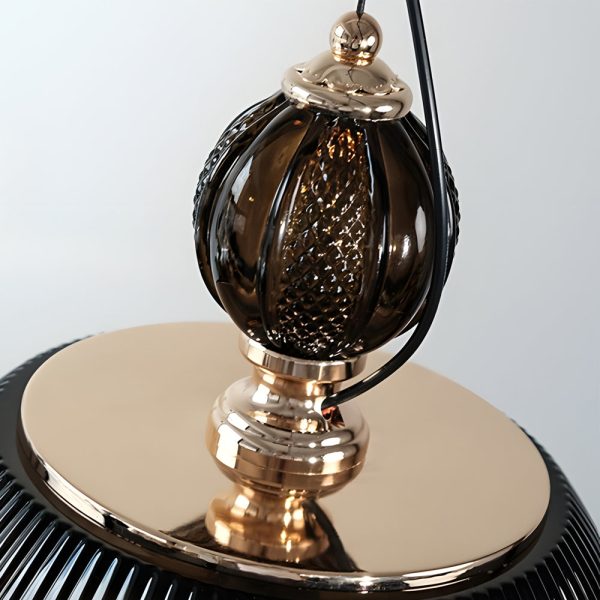 Retro Gradient Dark Green Striped Glass Art Nordic Pendant Lights Fixture - Image 6