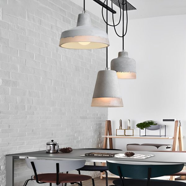 Round Creative Resin Cement Minimalist Industrial Pendant Light Chandelier - Image 2