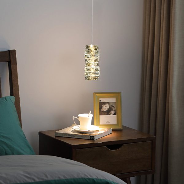 Metal Crystal LED Three Step Dimming Postmodern Bedroom Chandelier - Image 4