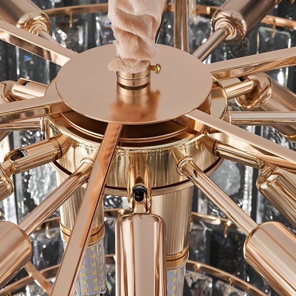 Round Three Step Dimming LED Crystal Strips Postmodern Chandelier Light - Image 5