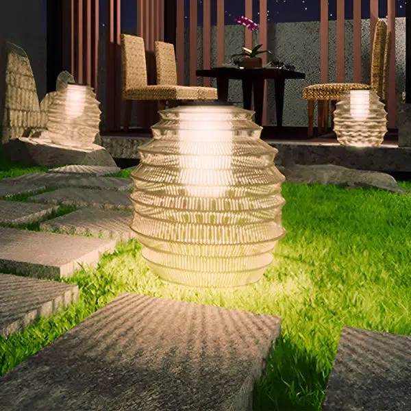 Waterproof Handwoven Rattan LED Japanese Style Solar Outdoor Lanterns - Image 4