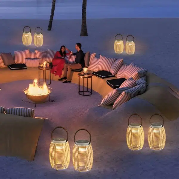 Portable Rattan LED Waterproof Solar Powered Outdoor Lantern Lights - Image 7