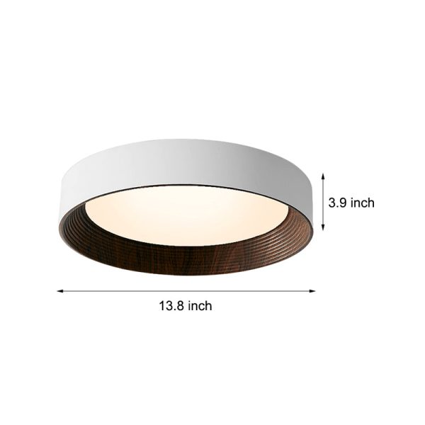 Round Iron Three Step Dimming Modern Wood Texture LED Ceiling Lights Fixture - Image 6