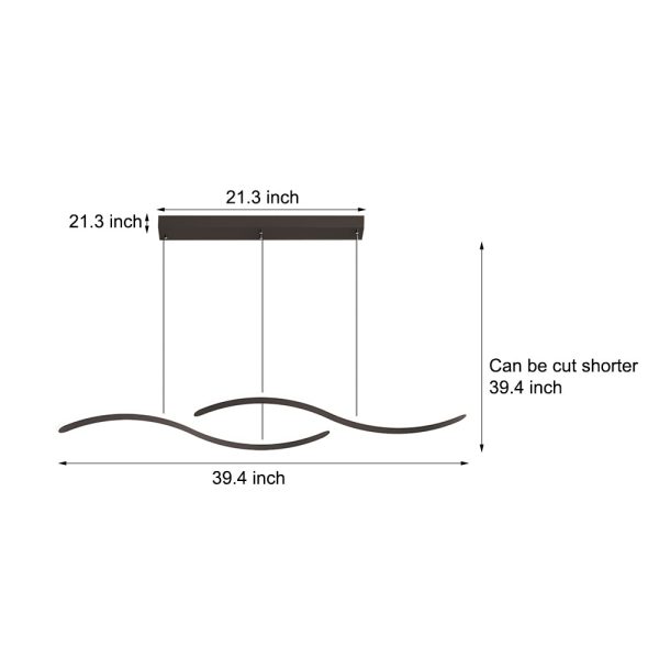 2-Wavy Line LED Dining Room Pendant Light - 3-Step Dimming - Image 6