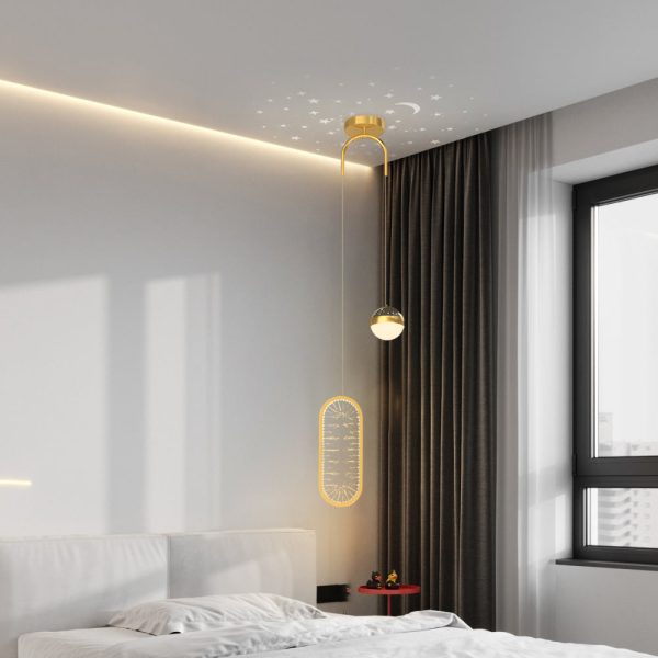 Round Oval Creative Starry Projection 3 Step Dimming Nordic Pendant Lights - Image 4