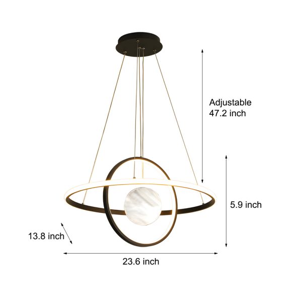 Circular Rings Planet 3 Step Dimming Simple Modern Dining Room Chandelier - Image 8