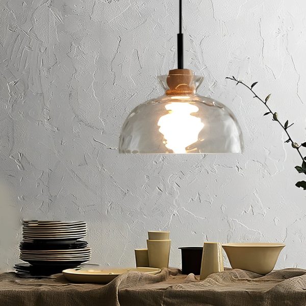 Round Creative Glass Wood Japanese Style Pendant Lights Small Chandelier - Image 3