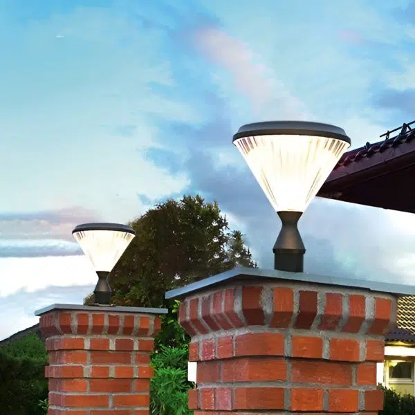 Round LED Fast Charging Black Modern Solar Post Caps Lights Pillar Light - Image 2