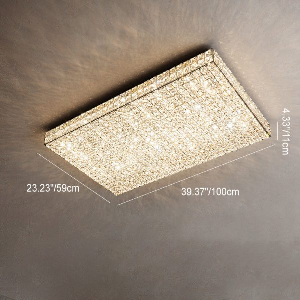 Modern Luxury Stainless Steel Crystal Round Square Rectangular LED Flush Mount Ceiling Light For Living Room - Image 12