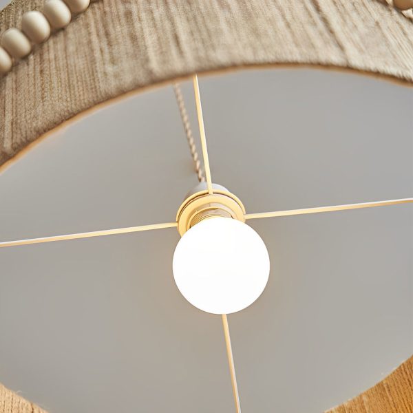 Round Twine Rope Wood Beads Tassels Boho Style Chandelier Pendant Lamp - Image 8
