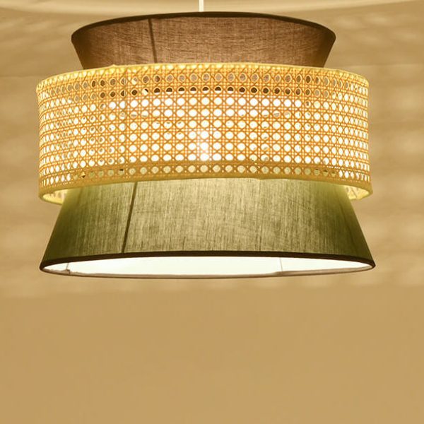 Modern Rattan Japanese Drum Shape 1-Light Pendant Light - Image 2