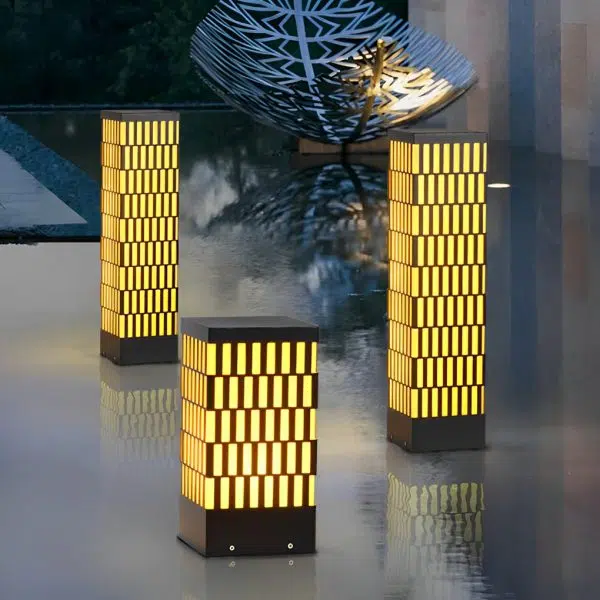 Retro Grid Designed Waterproof LED Black Modern Lawn Lamp Outdoor Lighting - Image 8