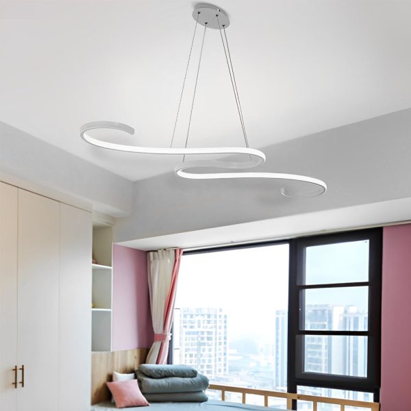Creative Wavy Lines Stepless Dimming LED White Minimalist Chandeliers - Image 3