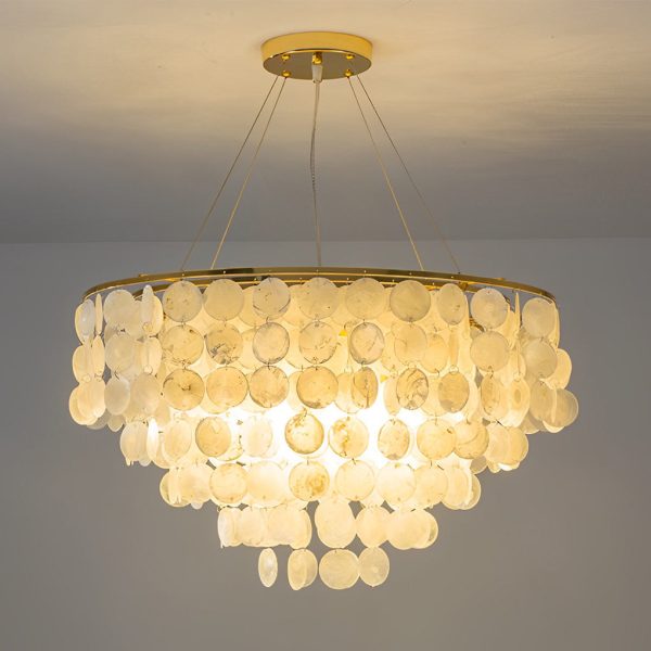 Round Shells Pieces Electroplated Iron LED Nordic Chandelier Pendant Lights - Image 5