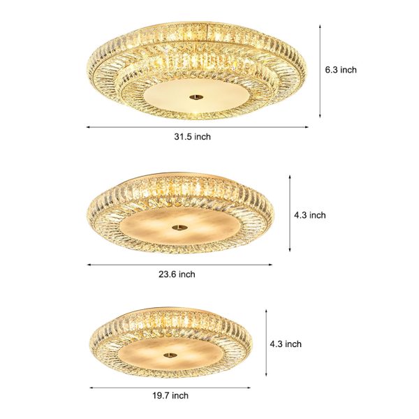 Round Crystal Three Step Dimming Glass Luxury Modern Ceiling Light Fixture - Image 6