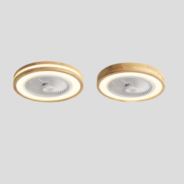 Modern Minimalist Wood Geometric LED Flush Mount Ceiling Fan Light - Image 20