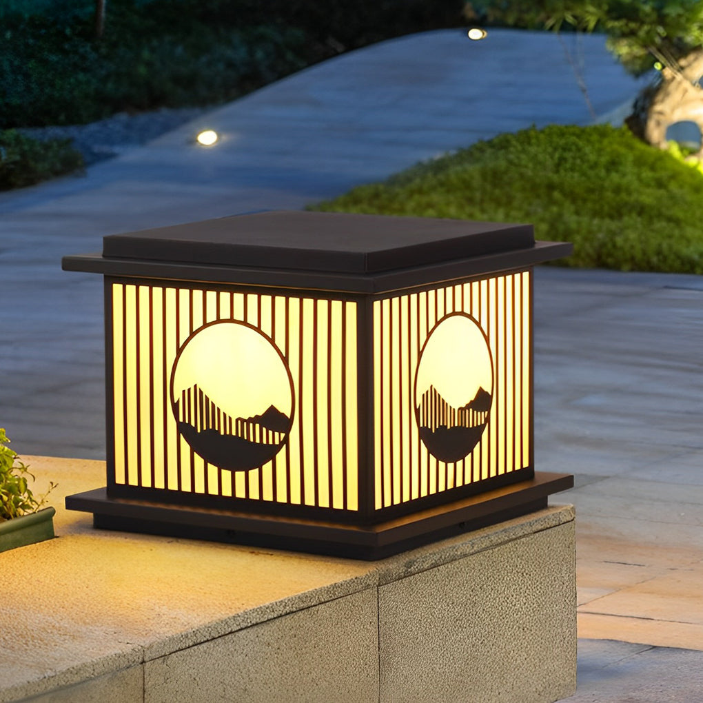 8-9ccd3169-82f1-4dfd-927a-5a797d6b3b01.jpg Retro Mountain Scenery LED Waterproof Black Modern Solar Pillar Lamp - Image 1