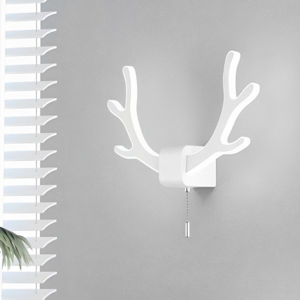 Creative Antlers Iron LED Nordic Wall Lamp Wall Light with Pull Switch - Image 2