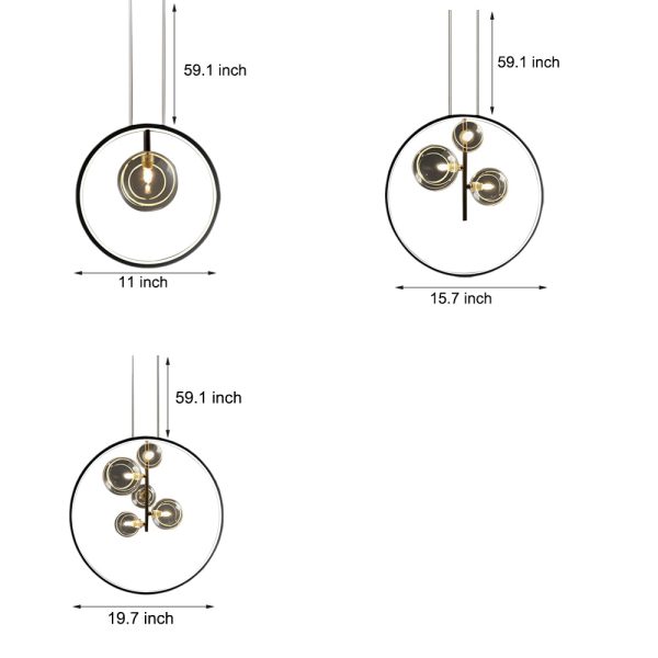 Bubi Black Pendant Light Glass Bubbles LED for Dining Room - Image 5