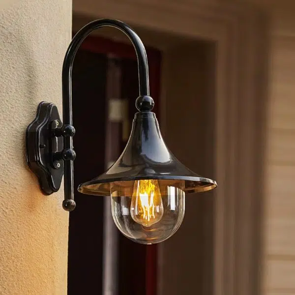 Creative Trumpet Shaped Waterproof LED Black Vintage Outdoor Wall Lamp - Image 6