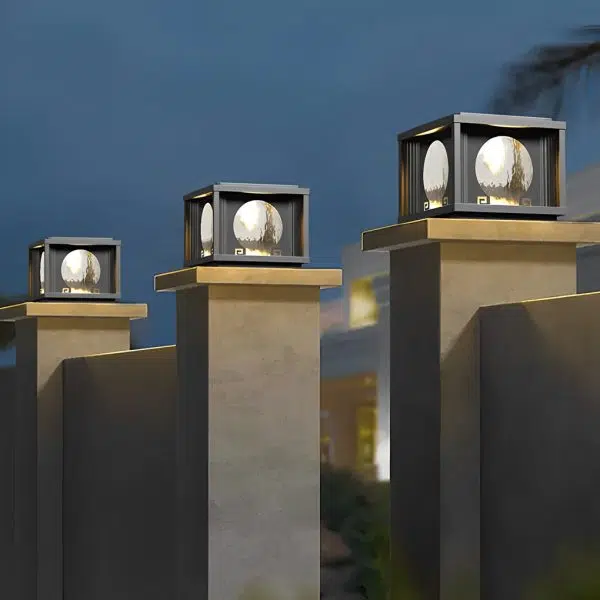 Square Round Waterproof LED Black Solar Lights Outdoor Fence Post Lamp - Image 3