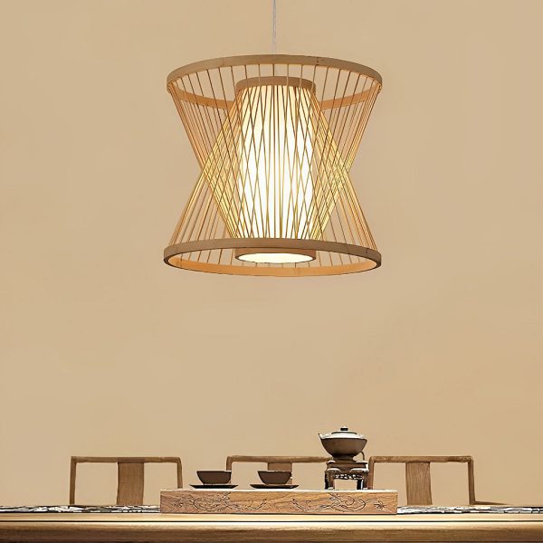 Light Burlywood Innovatively Shaped Bamboo Hand Woven Pendant Light - Image 2