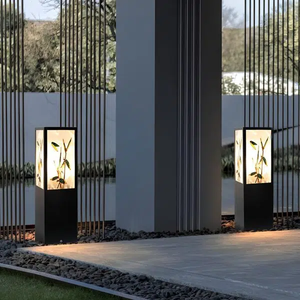 Square Landscape Pattern LED Vintage Solar Outdoor Path Lights Post Lights - Image 3