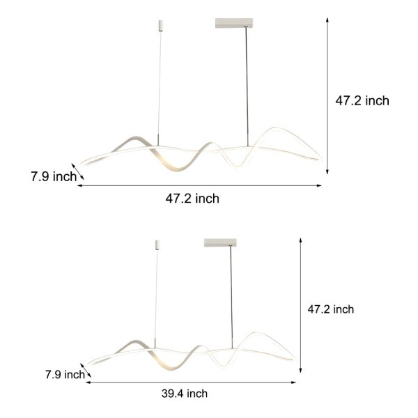 Wave Lines Dimmable with Remote LED Chandeliers Dining Room Lights - Image 7