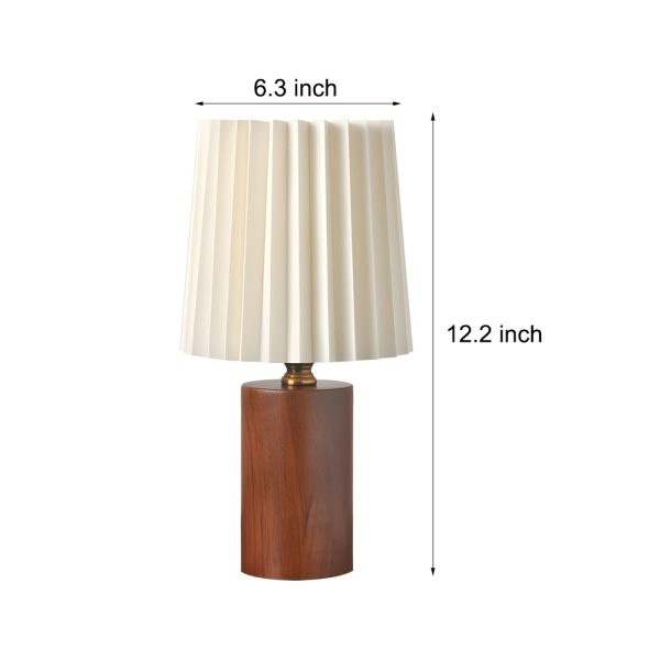Wood Column Table Lamp with Pleated Empire Lampshade - Image 6