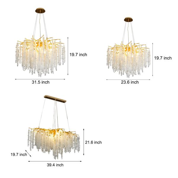 Creative Branches Crystal Pendant Decor 3 Step Dimming Modern Chandelier - Image 6