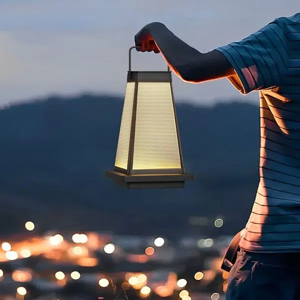 Square Waterproof LED Black Modern Portable Solar Outdoor Lanterns - Image 3