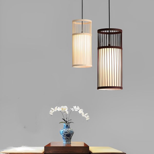 Creative Minimalist Bamboo Hand Woven LED Retro Modern Pendant Lights - Image 6