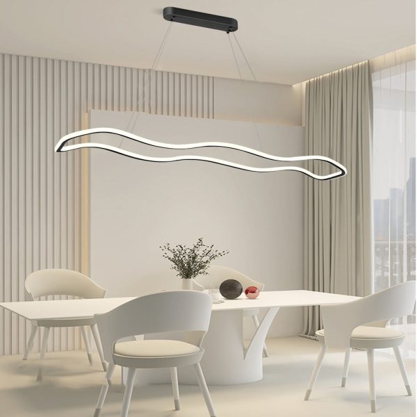 Long Waves Circular Design LED Nordic Hanging Ceiling Light Chandelier - Image 2