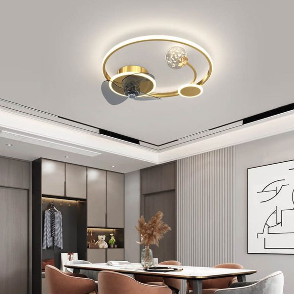 Modern Creative Circle Ball Design LED Flush Mount Ceiling Fan Light - Image 10