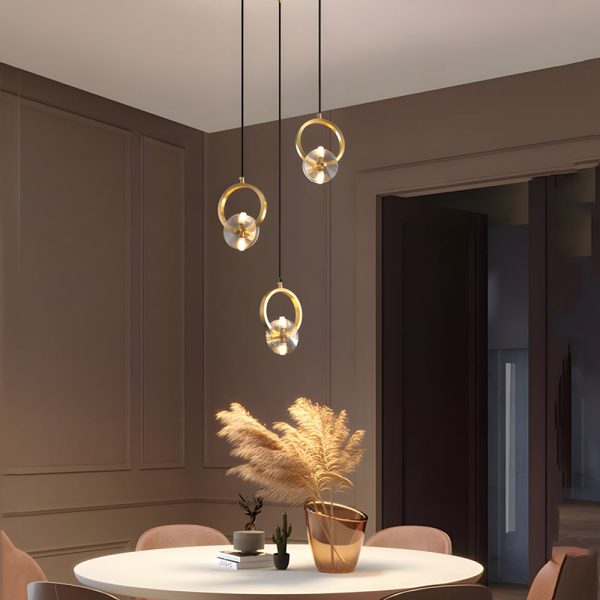 1/3-Light Round Copper Crystal LED Pendant Light - Image 3