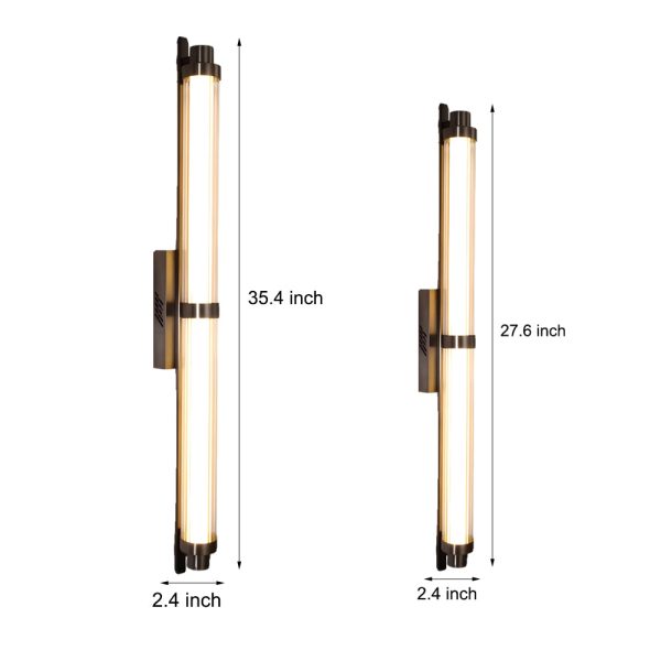 Modern Long Acrylic Tube LED Metallic Indoor Sconce Wall Lamp, 27.55''/35.43 - Image 7