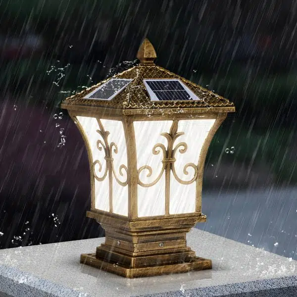 Vintage Pattern Waterproof Automatic Solar Powered Fence Post Lights - Image 5