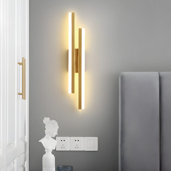 Modern 2-Light Linear LED Wall Lamp with 3-Step Dimming - Black/Gold Wall Sconce - Image 7