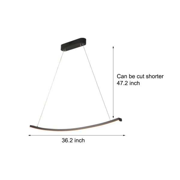Modern LED Linear Arcing Pendant Lighting: Matte Black Fixture for Dining Room & Kitchen Island - Image 7