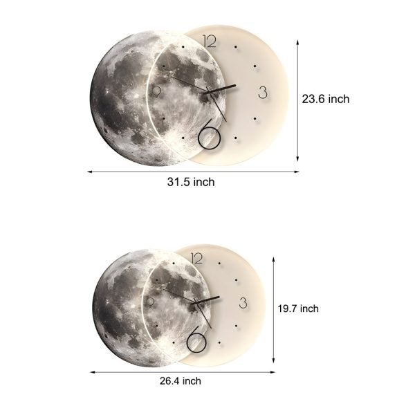 Moon Lunar Wall Clock USB Remote Control Power Bank LED Wall Painting Lamp - Image 6