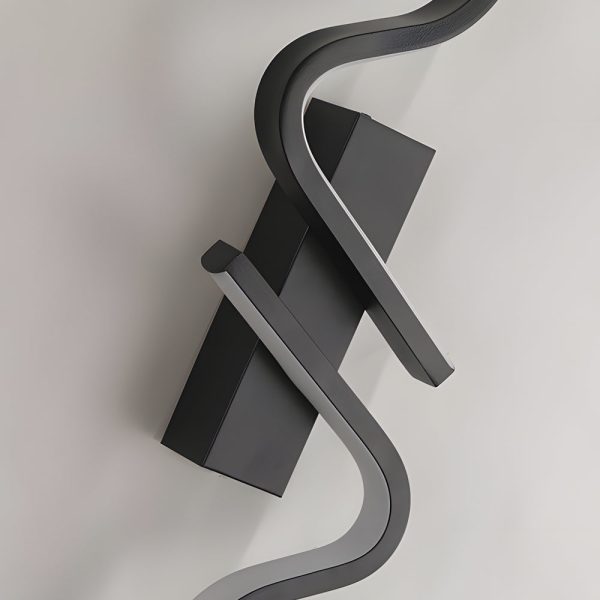 Minimalist Long Wave Aluminum Black Decorative LED Wall Lamp - Image 7