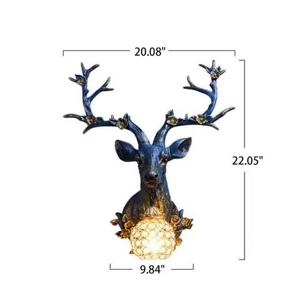 Retro Creative Fortune Deer Head Resin 1-Light Wall Sconce Lamp - Image 3