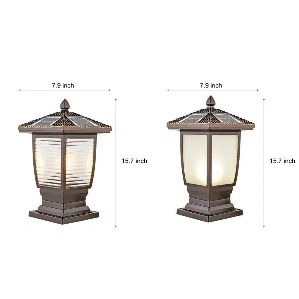 Retro Waterproof Glass Aluminum Brown Modern Solar Fence Post Lights - Image 6