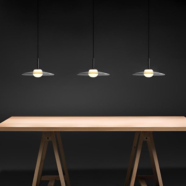 Minimalist Glass UFO LED Black Nordic Chandelier Kitchen Pendant Lighting - Image 6